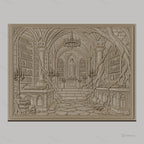 Fichier CNC & impression 3D bibliothèque gothique avec crânes, tombeaux et racines, haute qualité relief STL