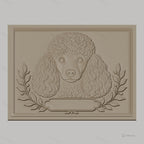 Fichier CNC & impression 3D chien caniche portrait, feuilles décoratives, haute qualité relief STL