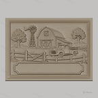 Fichier CNC & impression 3D paysage de ferme avec grange, vieux camion et moulin à vent, haute qualité relief STL