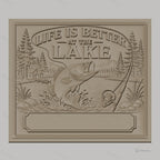 Fichier CNC & impression 3D thème lac pêche poisson canne à pêche, maison et nature, haute qualité relief STL