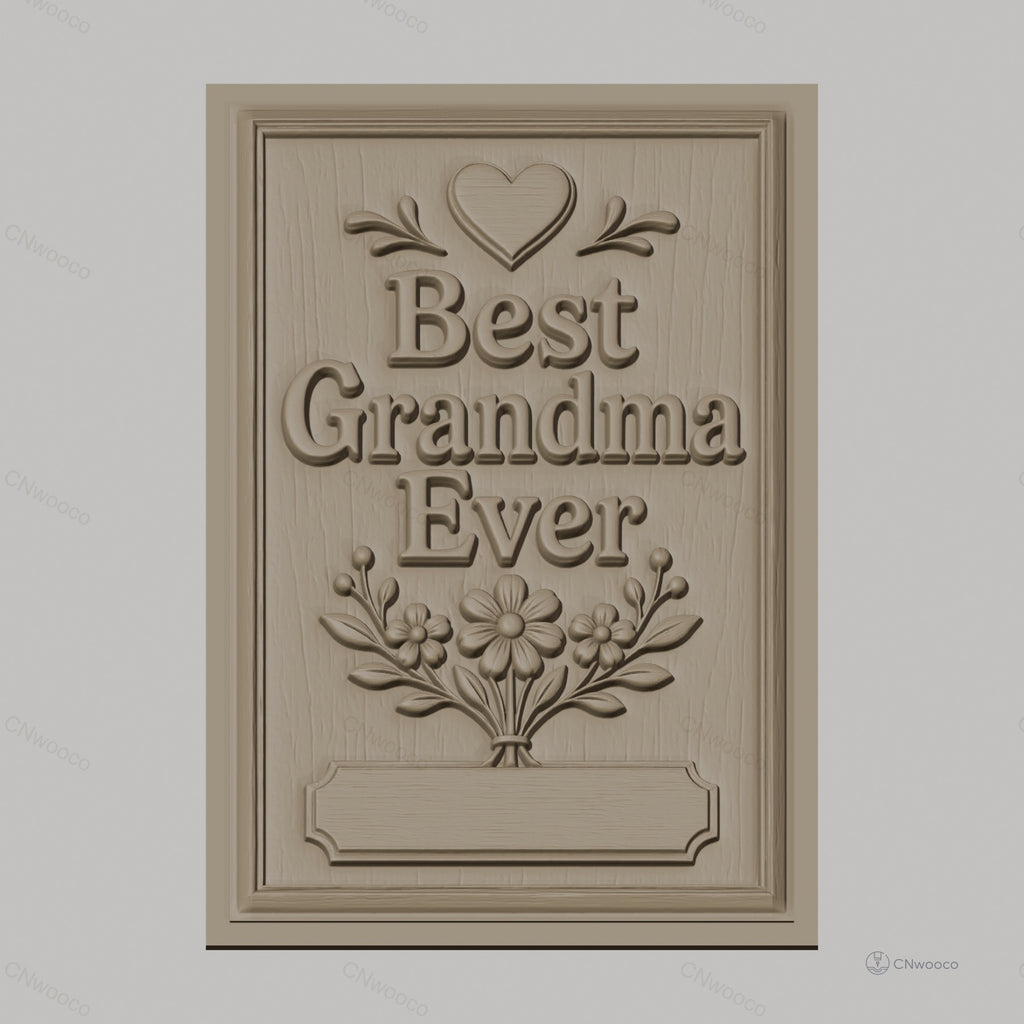 Fichier CNC & impression 3D meilleure grand-mère, fleurs et cœur en relief, haute qualité relief STL