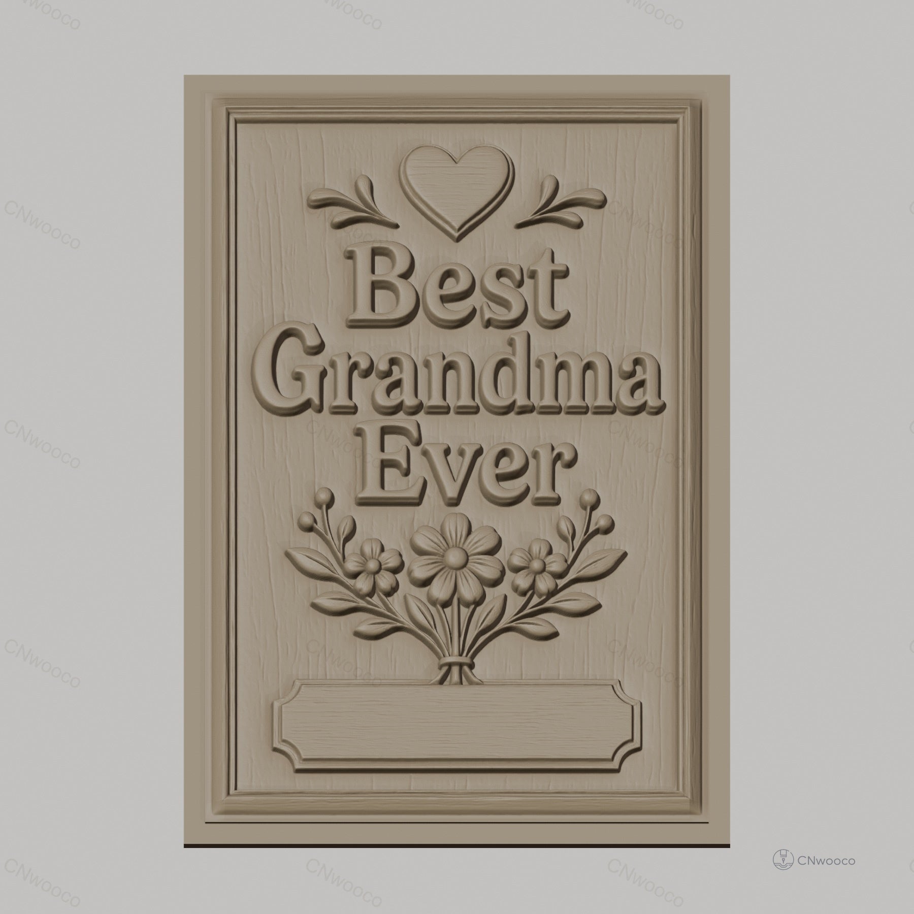 Fichier CNC & impression 3D meilleure grand-mère, fleurs et cœur en relief, haute qualité relief STL