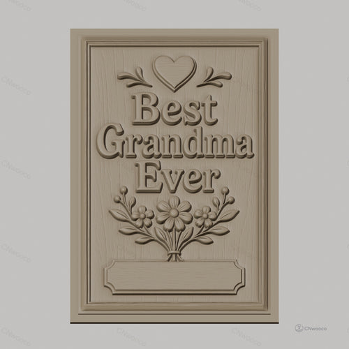 Fichier CNC & impression 3D meilleure grand-mère, fleurs et cœur en relief, haute qualité relief STL