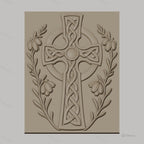 Fichier CNC & impression 3D Croix celte ornée de fleurs, relief sculpté haute qualité relief STL
