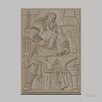 Fichier CNC & impression 3D forgeron viking avec enclume et feu, haute qualité relief STL