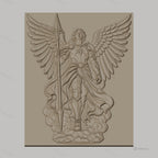 Fichier CNC & impression 3D ange guerrier avec lance et ailes, haute qualité relief STL