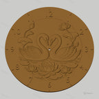 Fichier CNC & impression 3D horloge murale Cygnes et lotus design romantique STL