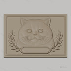 Fichier CNC & impression 3D Chat, tête de chat avec feuilles décoratives, haute qualité relief STL