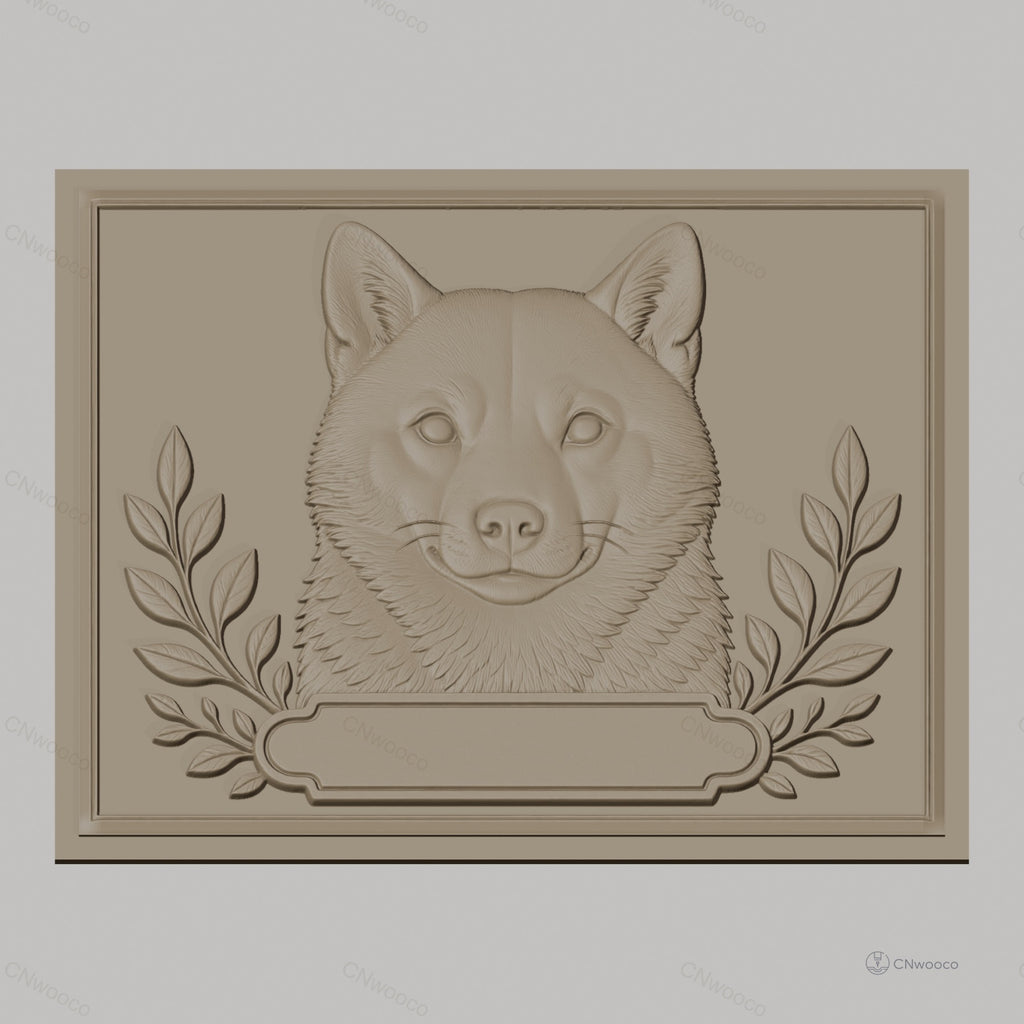 Fichier CNC & impression 3D visage de loup, feuillages décoratifs, haute qualité relief STL