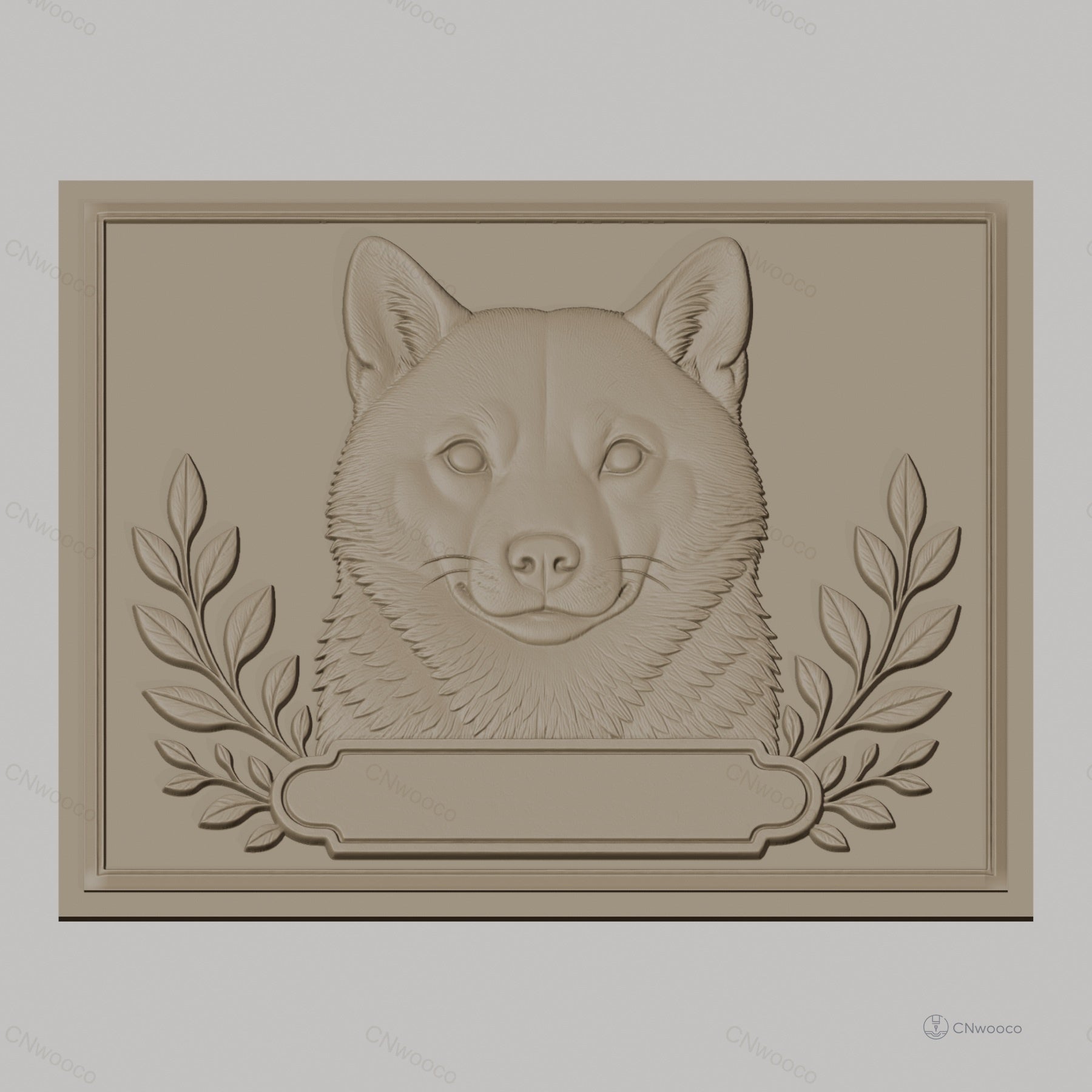 Fichier CNC & impression 3D visage de loup, feuillages décoratifs, haute qualité relief STL