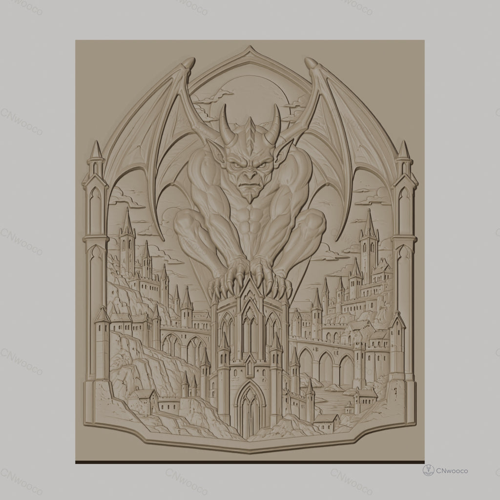 Fichier CNC & impression 3D gargouille démoniaque, château gothique détaillé, haute qualité relief STL