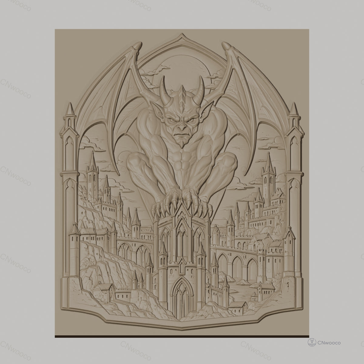 Fichier CNC & impression 3D gargouille démoniaque, château gothique détaillé, haute qualité relief STL
