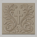 Fichier CNC & impression 3D Croix chrétienne, feuilles ornementales relief, haute qualité relief STL
