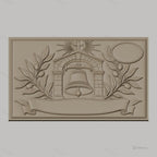 Fichier CNC & impression 3D cloche religieuse, branche d'olivier, bannière et croix, haute qualité relief STL
