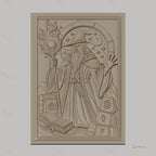 Fichier CNC & impression 3D magicien, bâton magique, livres anciens, symboles mystiques, haute qualité relief STL