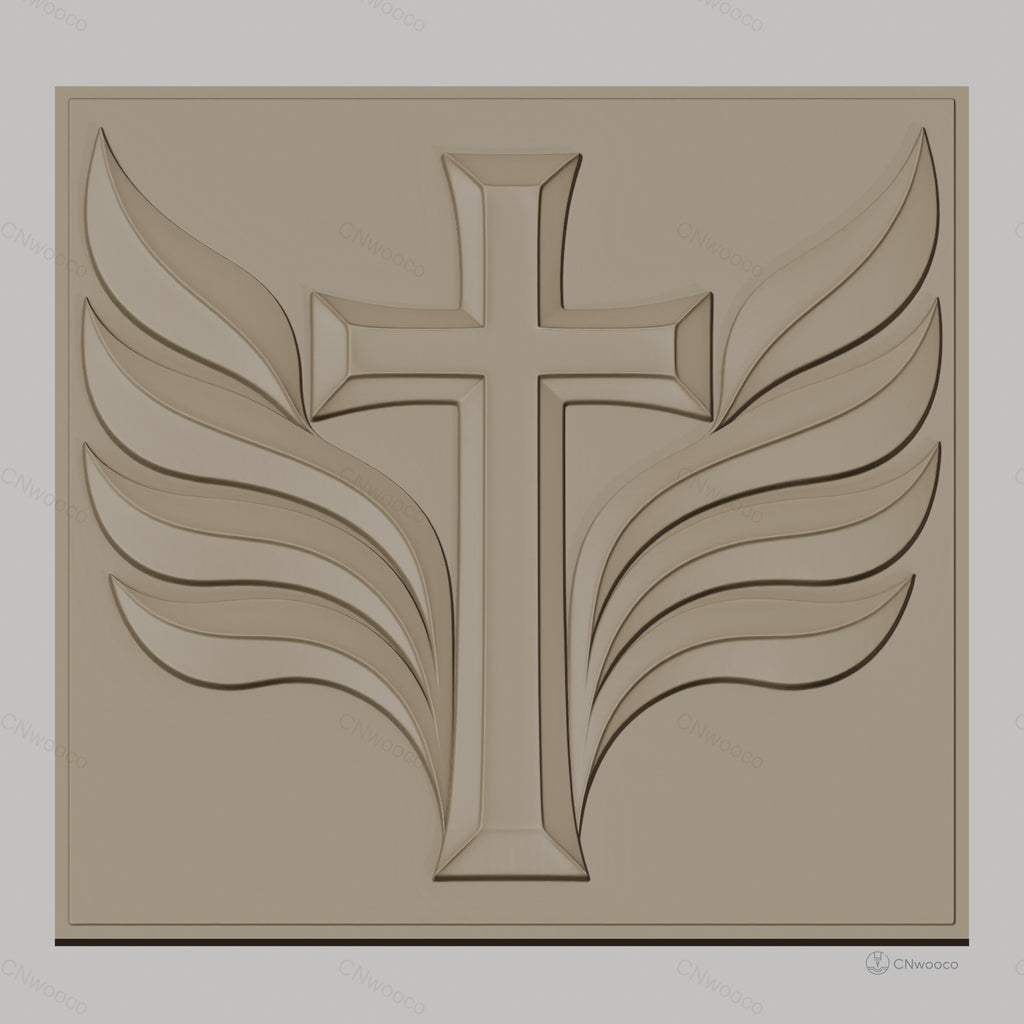 Fichier CNC & impression 3D Croix avec ailes, haute qualité relief STL