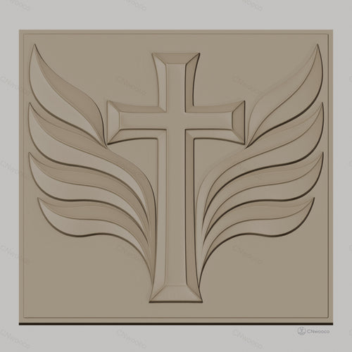 Fichier CNC & impression 3D Croix avec ailes, haute qualité relief STL