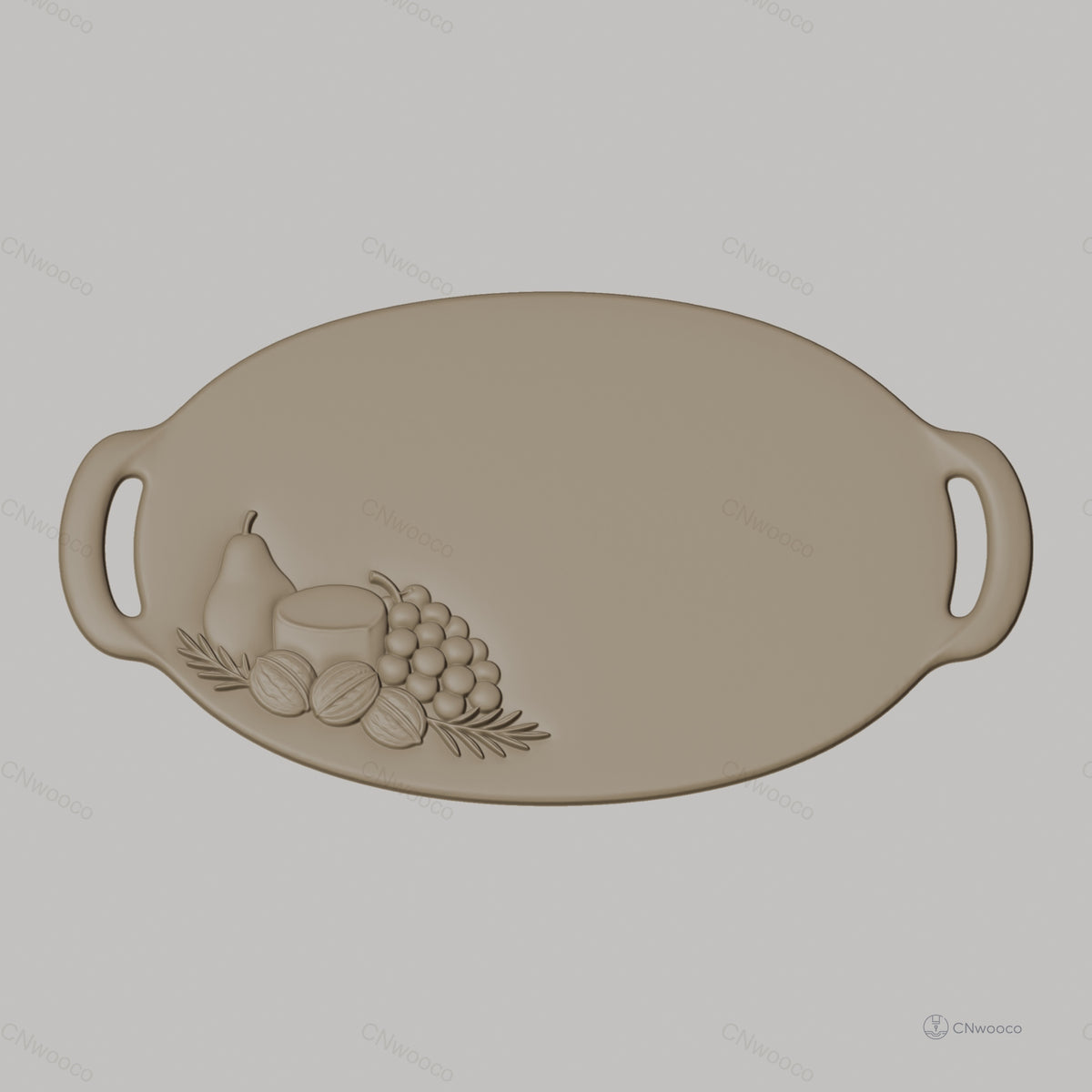 Fichier CNC plateau fruit, poire, raisin, noix, bas-relief pour sculpture sur bois, STL