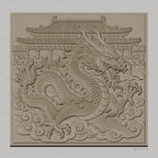 Fichier CNC & impression 3D dragon chinois, temple asiatique, nuages, haute qualité relief STL
