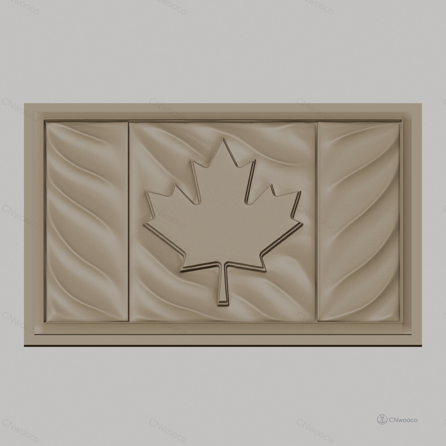 Fichier CNC & impression 3D drapeau canadien, feuille d'érable avec relief ondulé, haute qualité relief STL