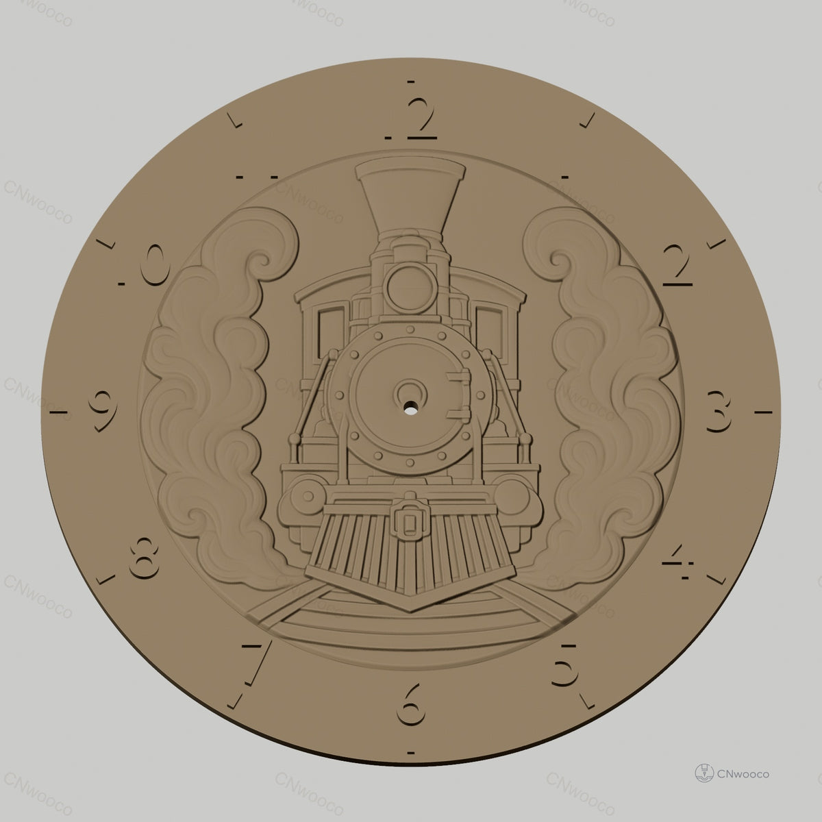Fichier CNC & impression 3D horloge murale locomotive vapeur vintage STL