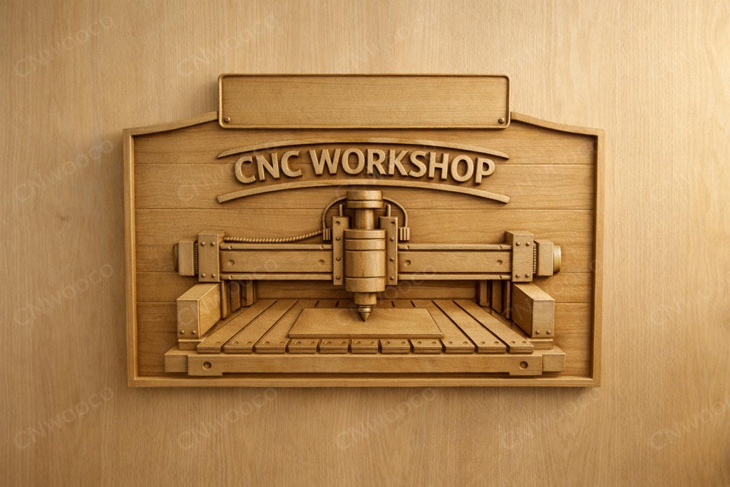 Fichier CNC panneau Workshop à personnaliser – plaque avec nom sur mesure pour sculpture bois et décoration d’atelier STL