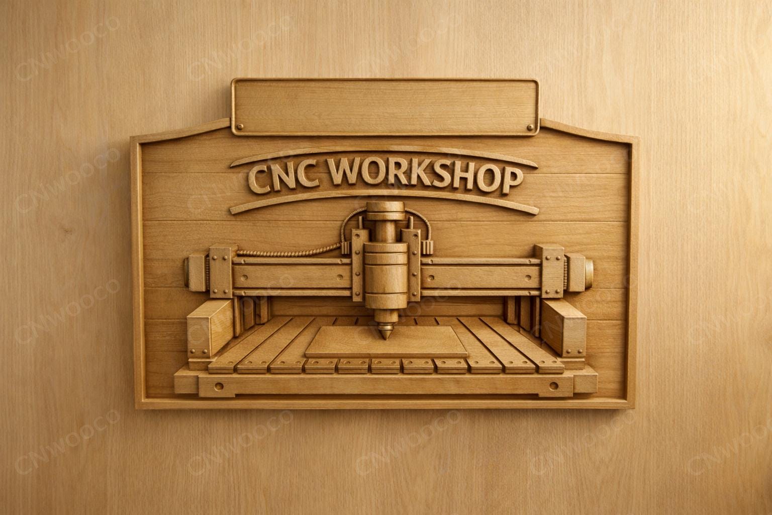 Fichier CNC panneau Workshop à personnaliser – plaque avec nom sur mesure pour sculpture bois et décoration d’atelier STL