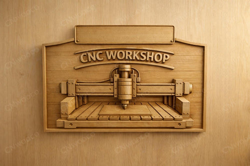 Fichier CNC panneau Workshop à personnaliser – plaque avec nom sur mesure pour sculpture bois et décoration d’atelier STL