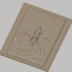 Fichier CNC & impression 3D homme en veste sur sommet de montagne, paysage de rochers et vallées, haute qualité relief STL