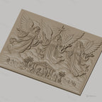 Fichier CNC & impression 3D scène de la Nativité avec anges, crèche, animaux et étoile, haute qualité relief STL