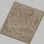 Fichier CNC & impression 3D dragon à trois têtes, château médiéval et paysage de marais, haute qualité relief STL