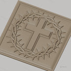 Fichier CNC & impression 3D Croix chrétienne, couronne d'épines, haute qualité relief STL