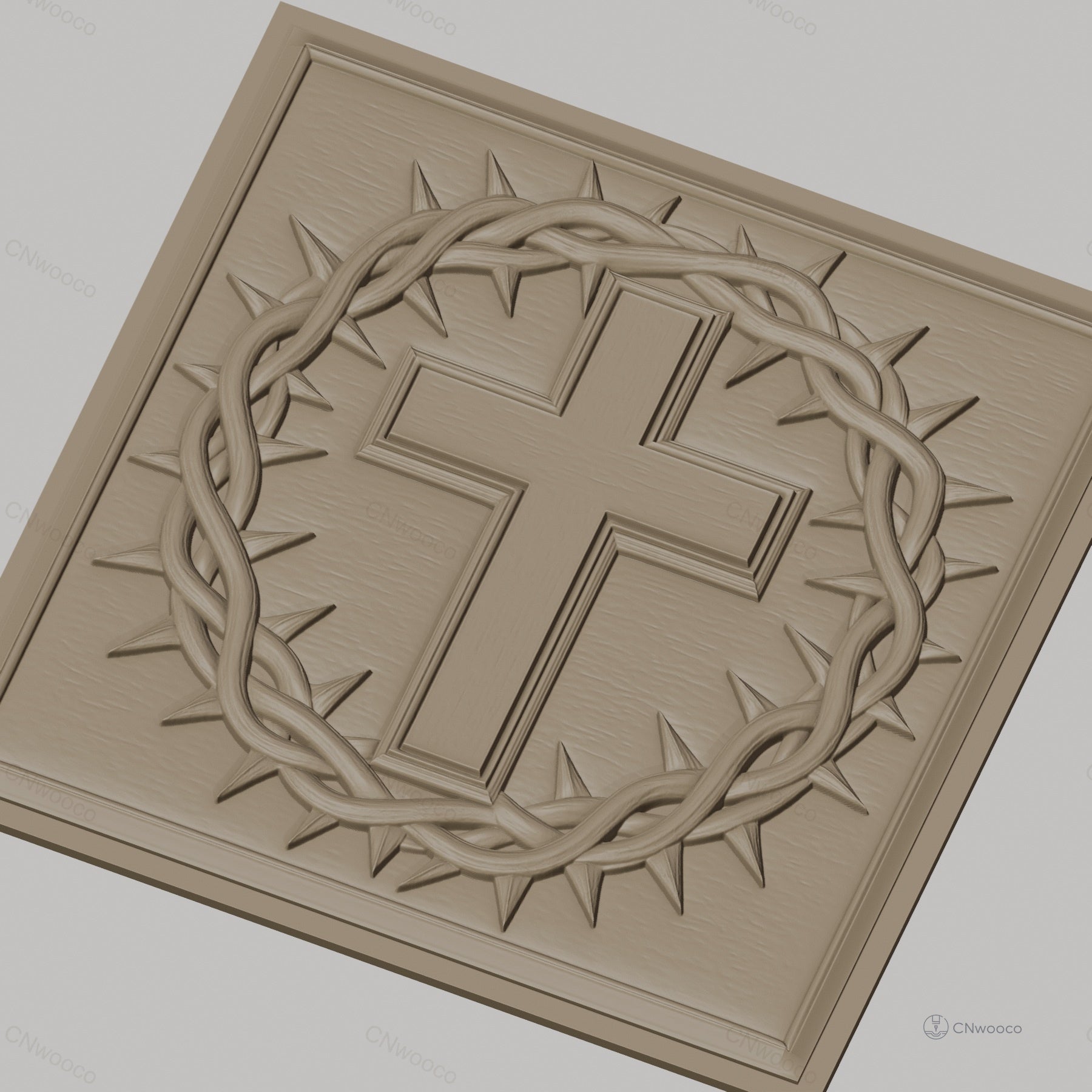 Fichier CNC & impression 3D Croix chrétienne, couronne d'épines, haute qualité relief STL