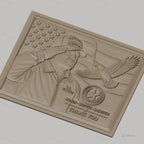 Fichier CNC & impression 3D hommage vétéran américain, drapeau USA, aigle et médaillon militaire, haute qualité relief STL