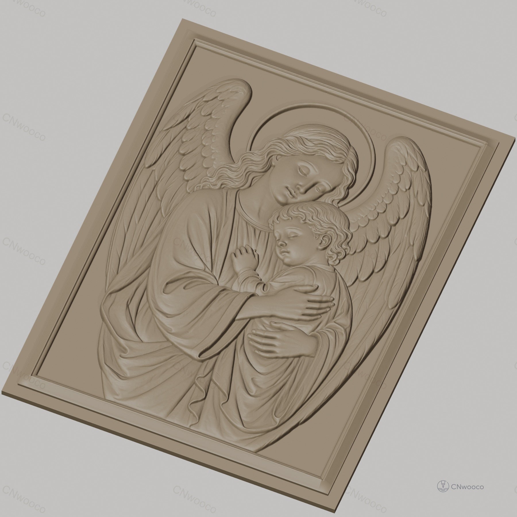 Fichier CNC & impression 3D Ange protecteur, mère ange avec enfant, haute qualité relief STL