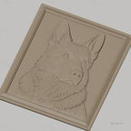 Fichier CNC & impression 3D chien berger allemand relief cadre bois, haute qualité relief STL
