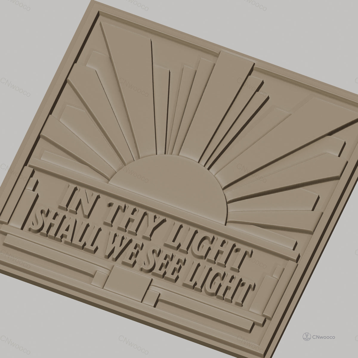 Fichier CNC & impression 3D soleil levant, texte inspirant, haute qualité relief STL