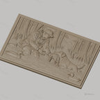 Fichier CNC & impression 3D Chasseur et chien rapportant canard dans marais, nature et forêt, haute qualité relief STL