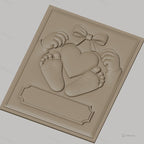Fichier CNC & impression 3D bébé, mains, pieds et cœur avec ruban, haute qualité relief STL