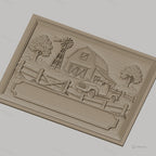 Fichier CNC & impression 3D paysage de ferme avec grange, vieux camion et moulin à vent, haute qualité relief STL
