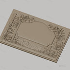 Fichier CNC & impression 3D cadre campagnard avec fleurs, lanterne et paysage, haute qualité relief STL
