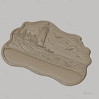 Fichier CNC porte-clés mural plaque décorative phare maritime, paysage côtier, STL très haute qualité