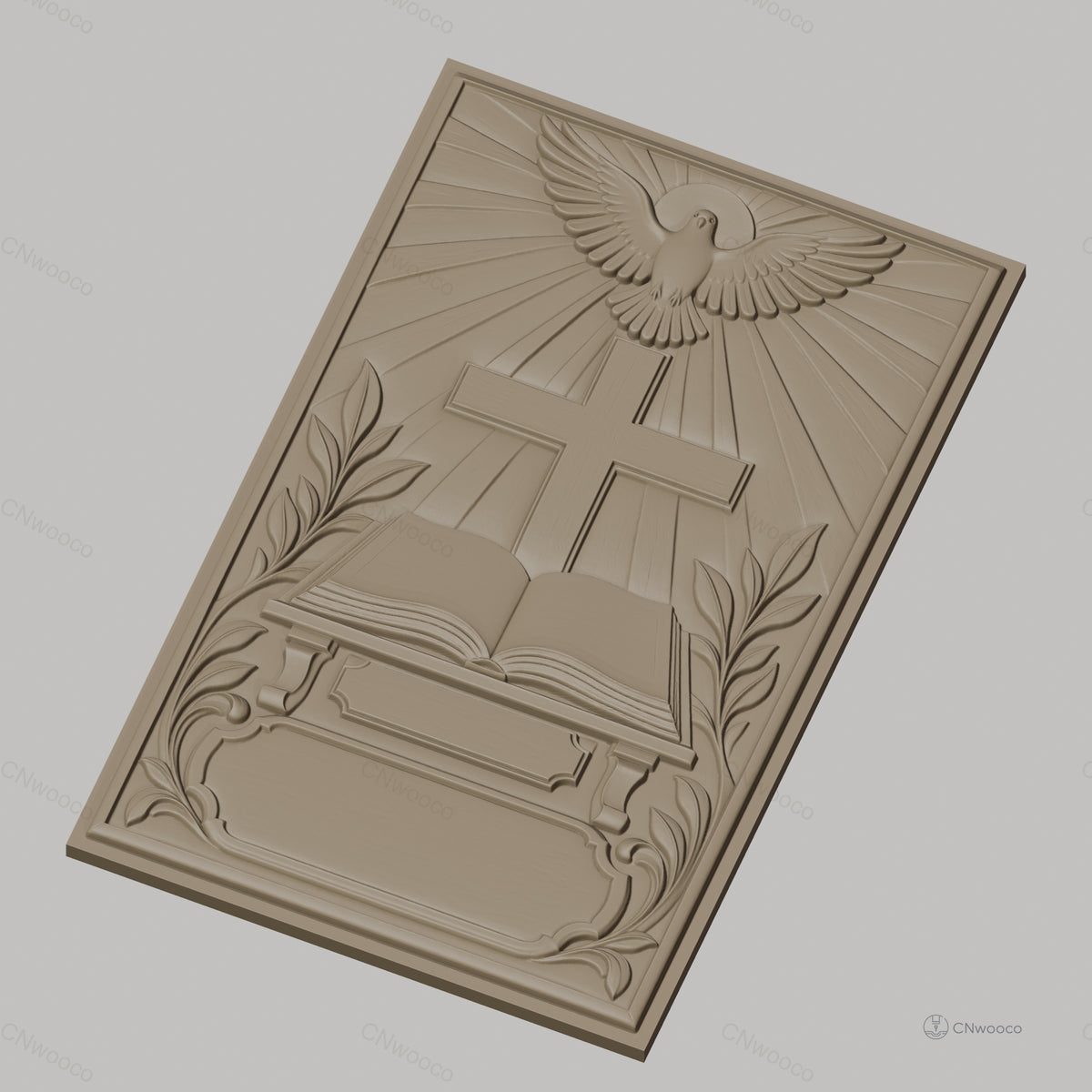 Fichier CNC & impression 3D religieux, Croix, colombe, Bible, haute qualité relief STL