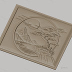 Fichier CNC & impression 3D paysage japonais, montagne, arbre bonsaï, rivière, haute qualité relief STL
