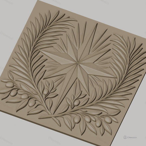 Fichier CNC & impression 3D étoile et branches d'olivier, décoration relief STL haute qualité relief STL