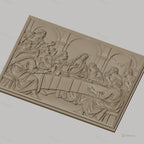 Fichier CNC & impression 3D La Cène, Jésus et apôtres à table, haute qualité relief STL