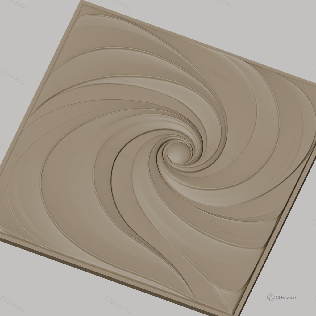 Fichier CNC & impression 3D motif tourbillon abstrait, formes ondulées circulaires, haute qualité relief STL