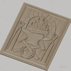 Fichier CNC & impression 3D forgeron, enclume, marteaux croisés, fer à cheval, pinces et feu, haute qualité relief STL