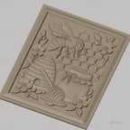 Fichier CNC & impression 3D thème abeille, ruche, pot de miel, fleurs et alvéoles, haute qualité relief STL
