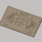 Fichier CNC & impression 3D cloche religieuse, branche d'olivier, bannière et croix, haute qualité relief STL